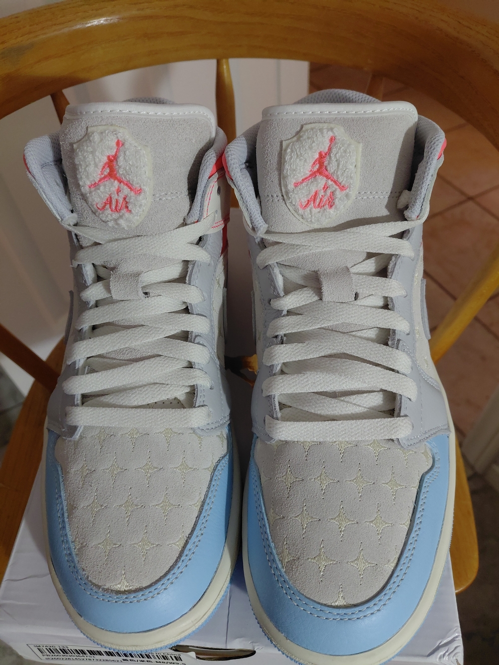 BRAND NEW Jordan Women's Light Grey & Light Blue High-Top Sneakers